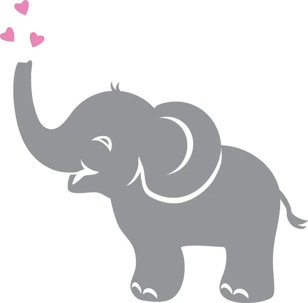 Elefante Bebé Divertido Con Corazones — Vector de stock