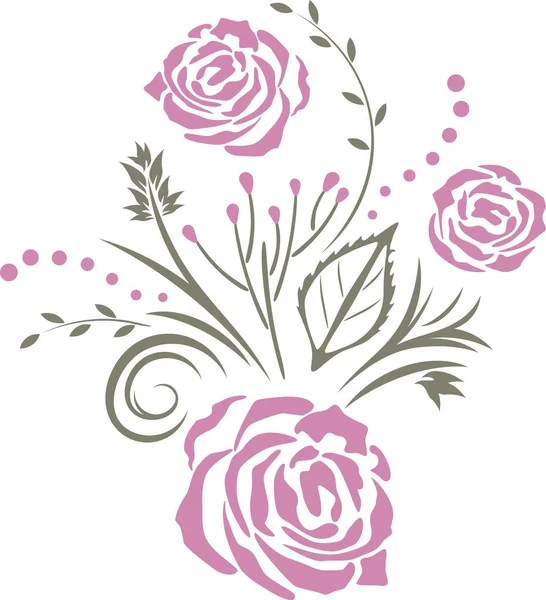 Dekorativní Prvek Fialovým Stylizované Růže — Stockový vektor