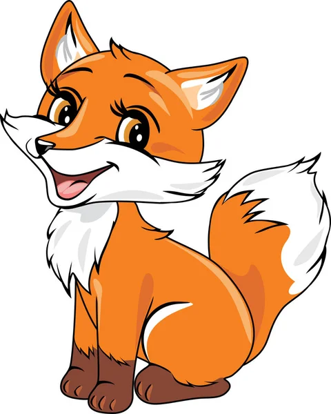 Cute Baby Fox Isolated White — Stock Vector