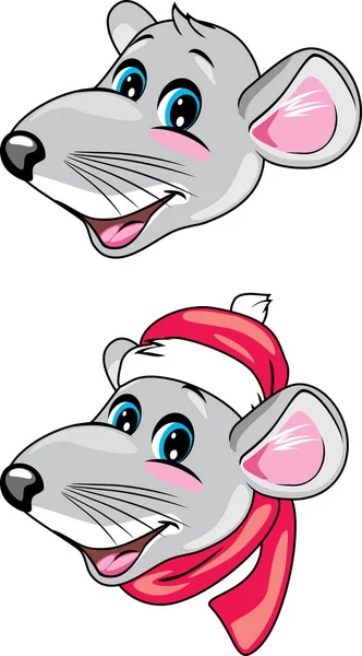 Funny Rat Head Isolated White — Stock Vector