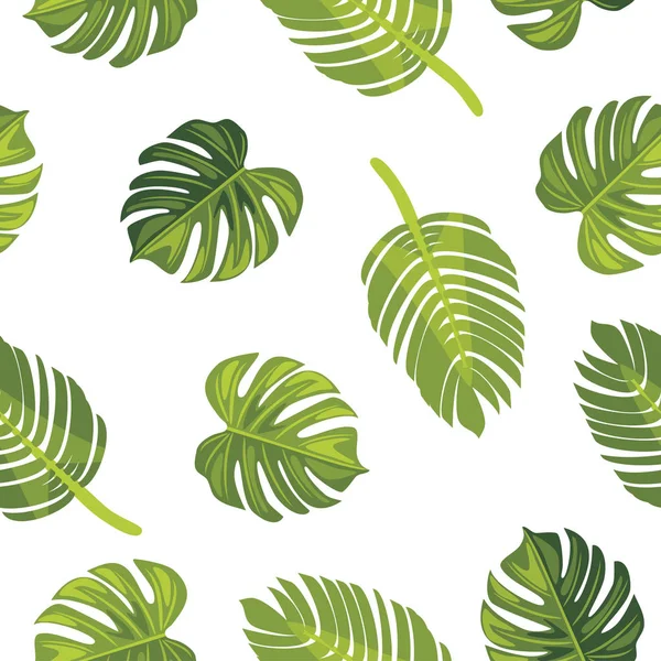 热带树叶无缝图案 — 图库矢量图片