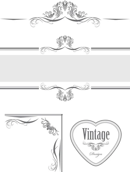 Patru Elemente Decorative Pentru Design Vintage — Vector de stoc