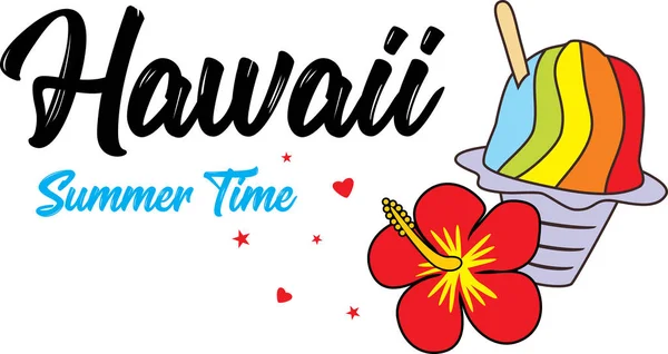 Hibiscus Afeitarse Hielo Hawai Hora Verano — Vector de stock