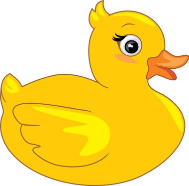 Sevimli gülen ördek yavrusu bembeyaz