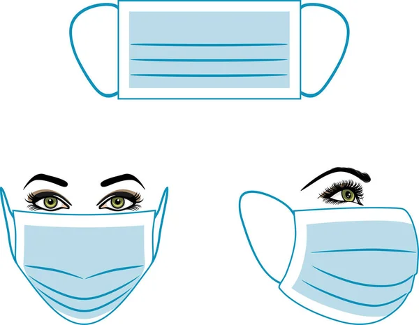 Medical Mask Instruction Use — Stock Vector