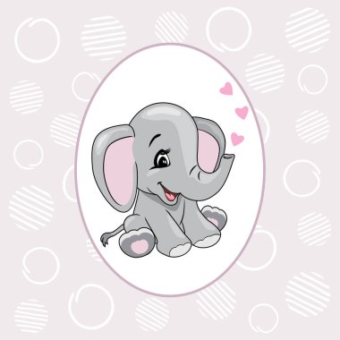 Albüm tasarımı için gülümseyen fil çizgi filmleriyle soluk mor arkaplan