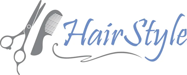 Friseurschere Und Kamm Design Für Friseurladen Logo — Stockvektor