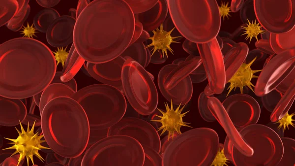 Bloedstroom met zieke cellen. — Stockfoto