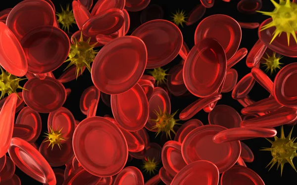 Bloedstroom met zieke cellen. — Stockfoto