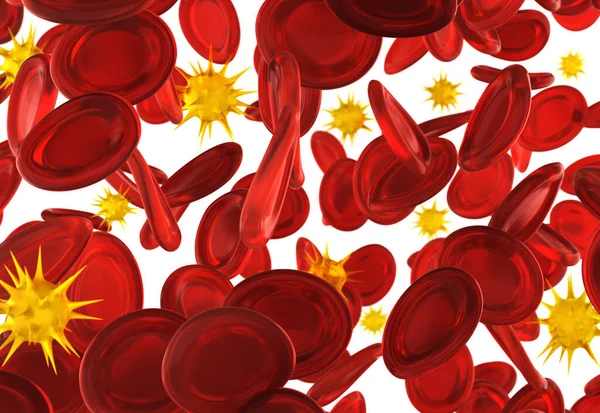 Blood flow with diseased cells. — Stock Photo, Image