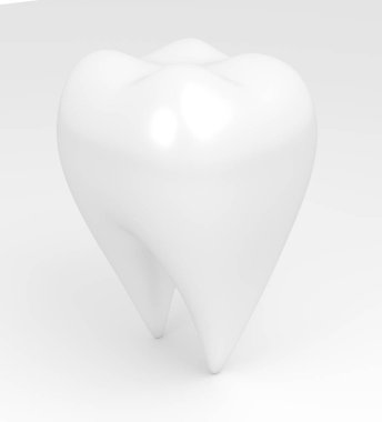 Beyaz arka plan üzerinde saf beyaz molar diş yakın çekim.