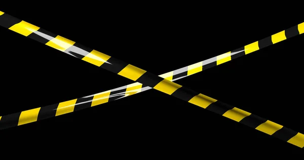 Yellow Black Protective Tape Close Black Background Stock Photo