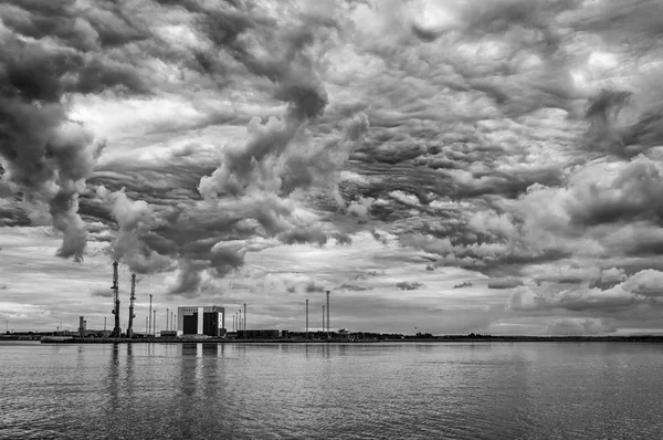 Dramatische Landschaft Über Dem Hafen Von Halmstad — Stockfoto