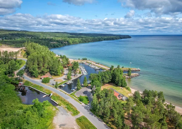 Aerial Landscape Swedish Lake Harbor — 스톡 사진