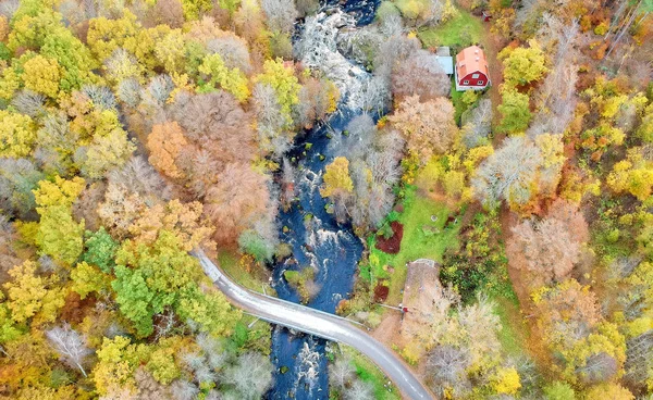 Fall Sweden Aerial River View — Stock Photo, Image