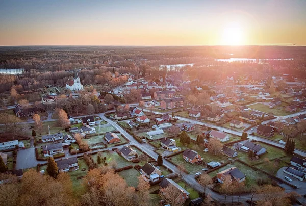 December Sunrise Small Swedish Village — Stock Photo, Image