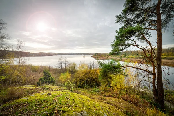 Manhã Sobre Lago Sueco Outubro — Fotografia de Stock