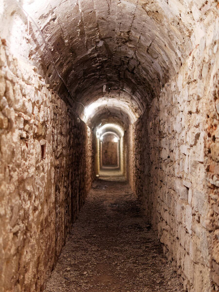 Detail of a tunnel inside a old castle in Sarzana