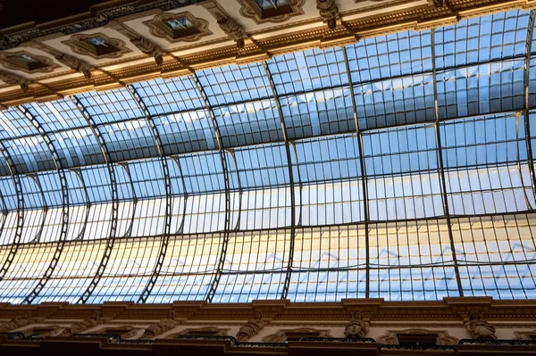 Glass Dome Galleria Vittorio Emanuele Shopping Gallery Milan Italy — Stock Photo, Image