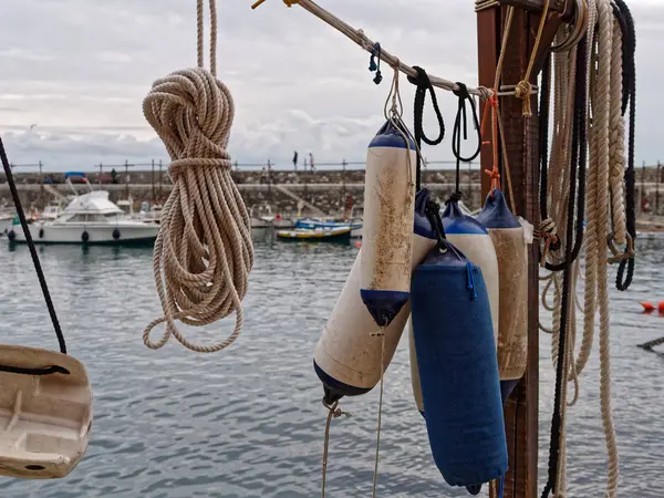 Equipamentos Porto Cidade Piscatória Italiana Camogli Ligúria — Fotografia de Stock