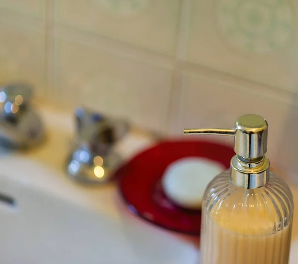 Sapone Lavarsi Mani Nel Mio Bagno Prevenzione Del Virus Della — Foto Stock