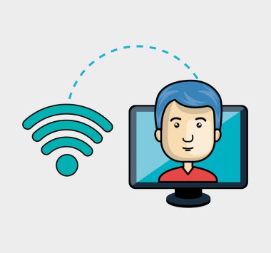 Avatar adam ve bilgisayar monitörü