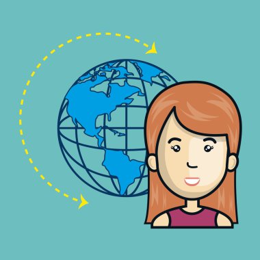 earth gezegen simgesini kadınla avatar