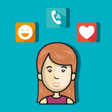 kadın avatar medya simge seti ile