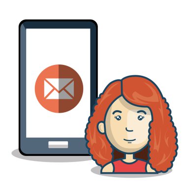 smartphone aygıt kadınla avatar