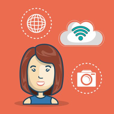 Avatar kadın ve kablosuz simgesi