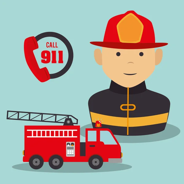 Pompier homme dessin animé — Image vectorielle