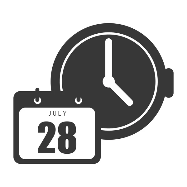 Kalender met klok apparaat — Stockvector