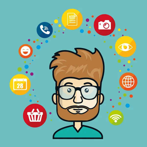 Hombre avatar y diseño de redes sociales — Archivo Imágenes Vectoriales