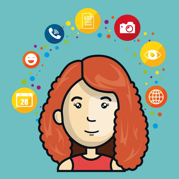 Vrouw avatar en sociale media design — Stockvector