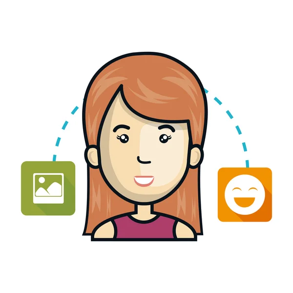 Kadın avatar ve sosyal medya tasarım — Stok Vektör