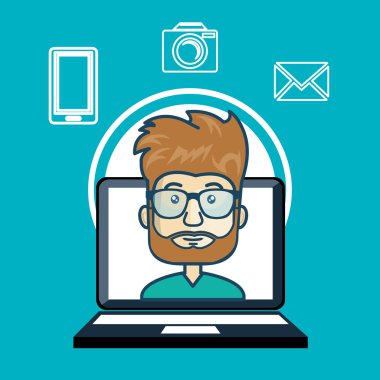 dizüstü bilgisayar ile adam avatar