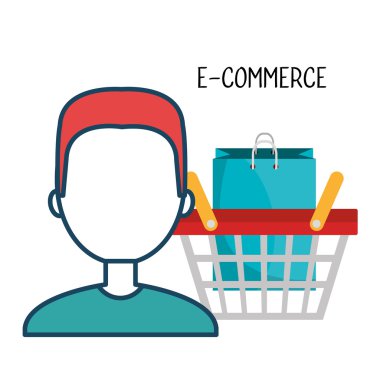 Avatar adam ve alışveriş ve e-ticaret simgesi
