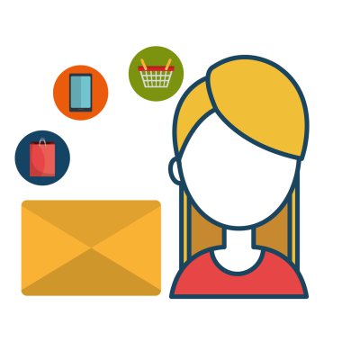 Avatar kadın alışveriş ve e-ticaret simgesi olan