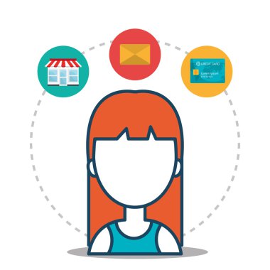 Avatar kadın alışveriş ve e-ticaret simgesi olan