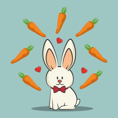 sevimli tavşan ve havuç sebze