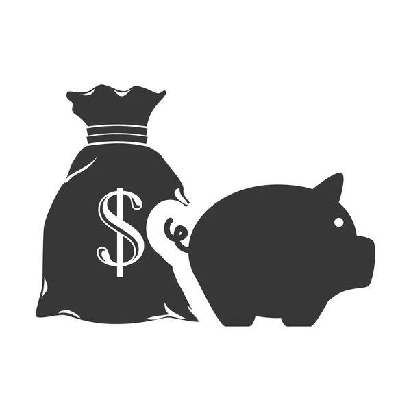 Saco con símbolo de dinero — Vector de stock