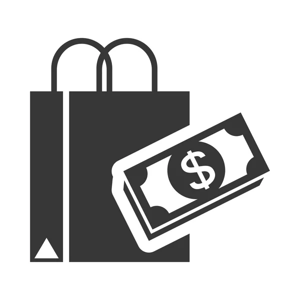 Saco de compras com conta de dinheiro —  Vetores de Stock
