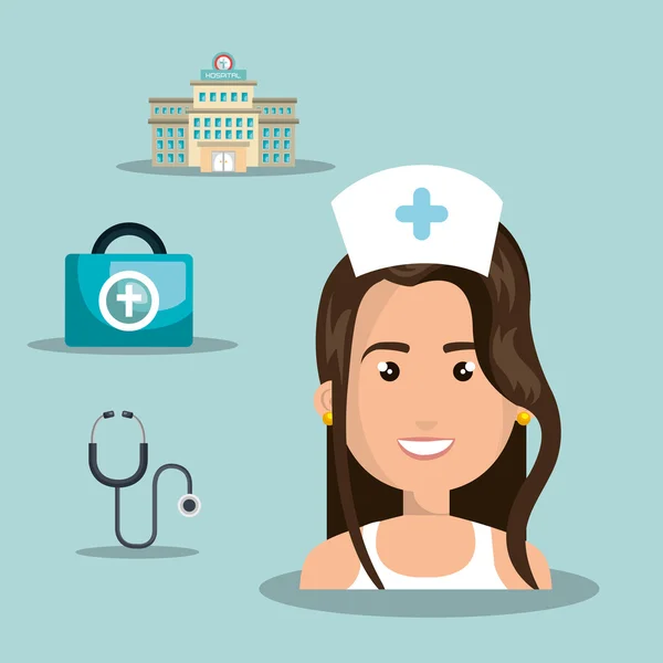 Avatar femme infirmière — Image vectorielle