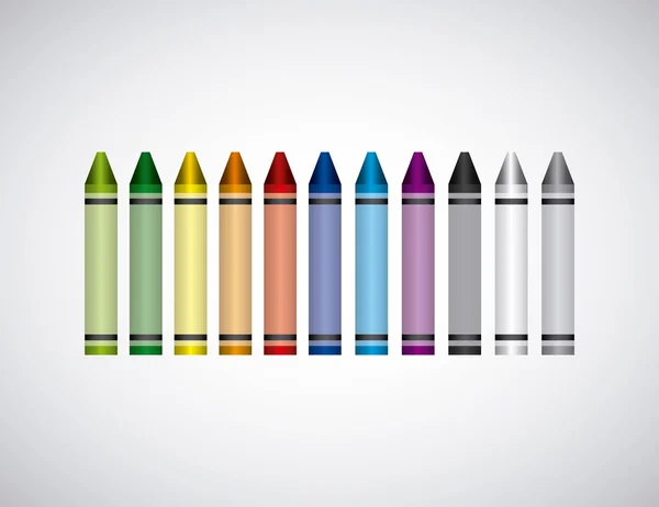 Set colores crayones icono — Vector de stock