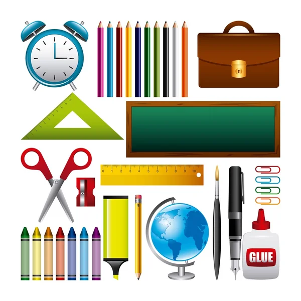 Back to school set supplies — Stock Vector