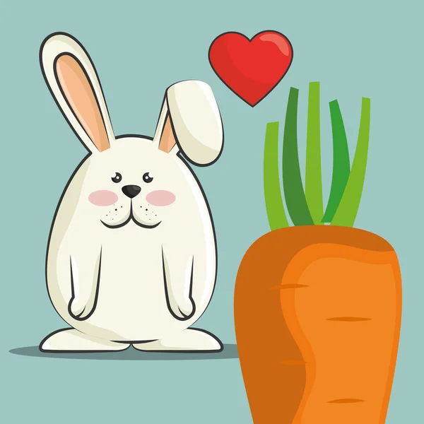 Niedliches Kaninchen und Karottengemüse — Stockvektor