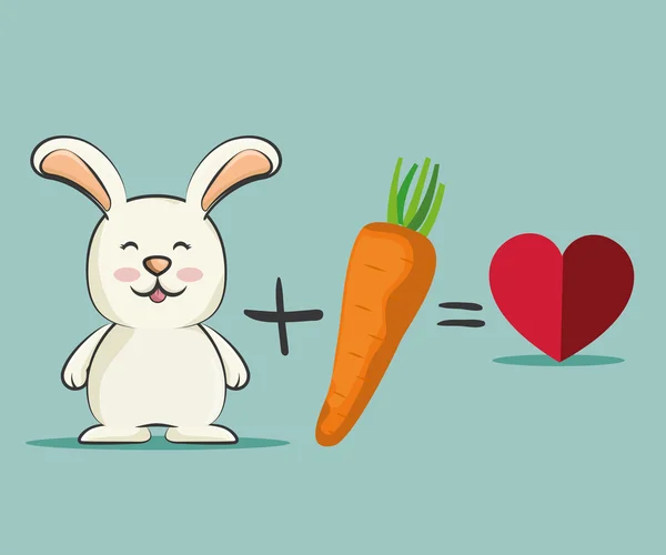 귀여운 토끼와 당근 야채 — 스톡 벡터