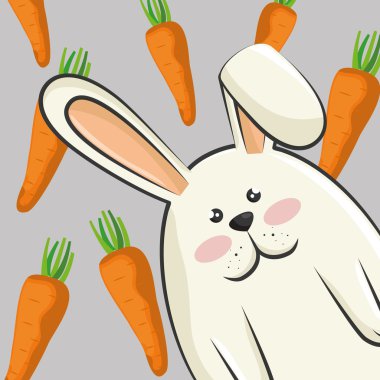 sevimli tavşan ve havuç sebze