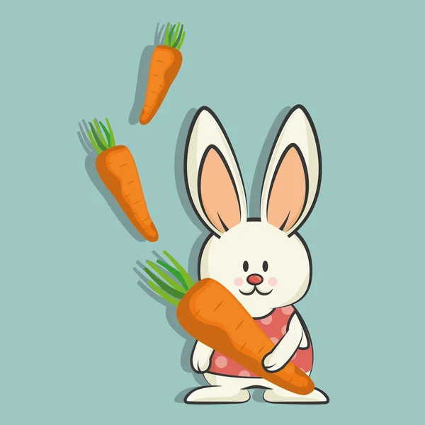 Bonito coelho e cenoura vegetal — Vetor de Stock