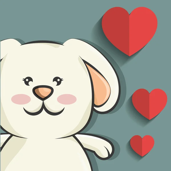 Lapin mignon avec coeur rouge — Image vectorielle